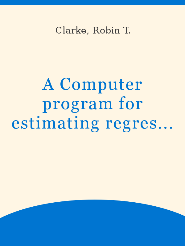 A Computer program for estimating regressions between time series